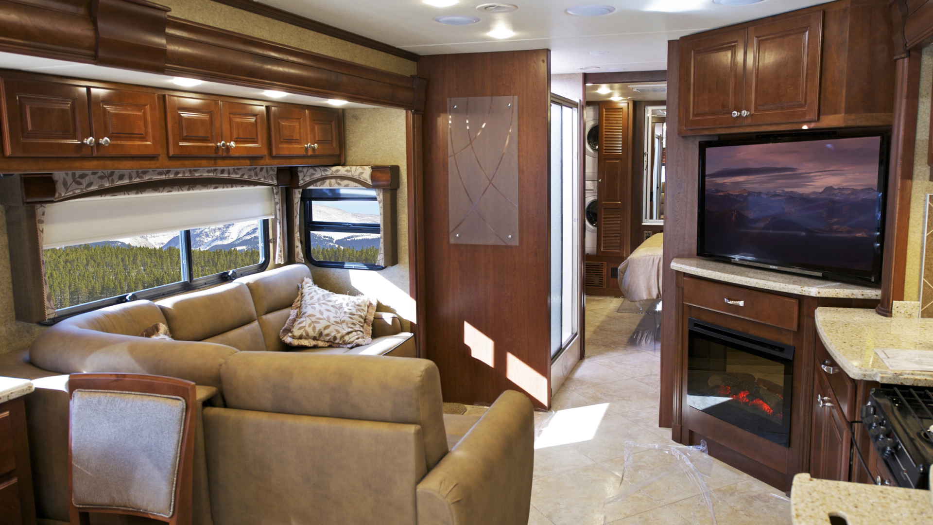 beautiful living room in rv | coach company